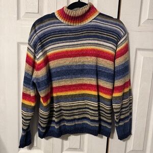 Tiara International Striped Turtleneck Sweater - Size XL